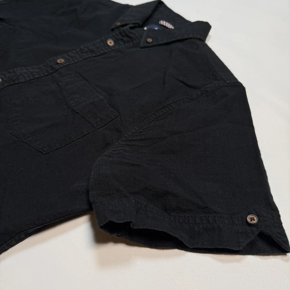 Ben Sherman Shirt Mens Small Black Short Sleeve Button Down Cotton Casual Top